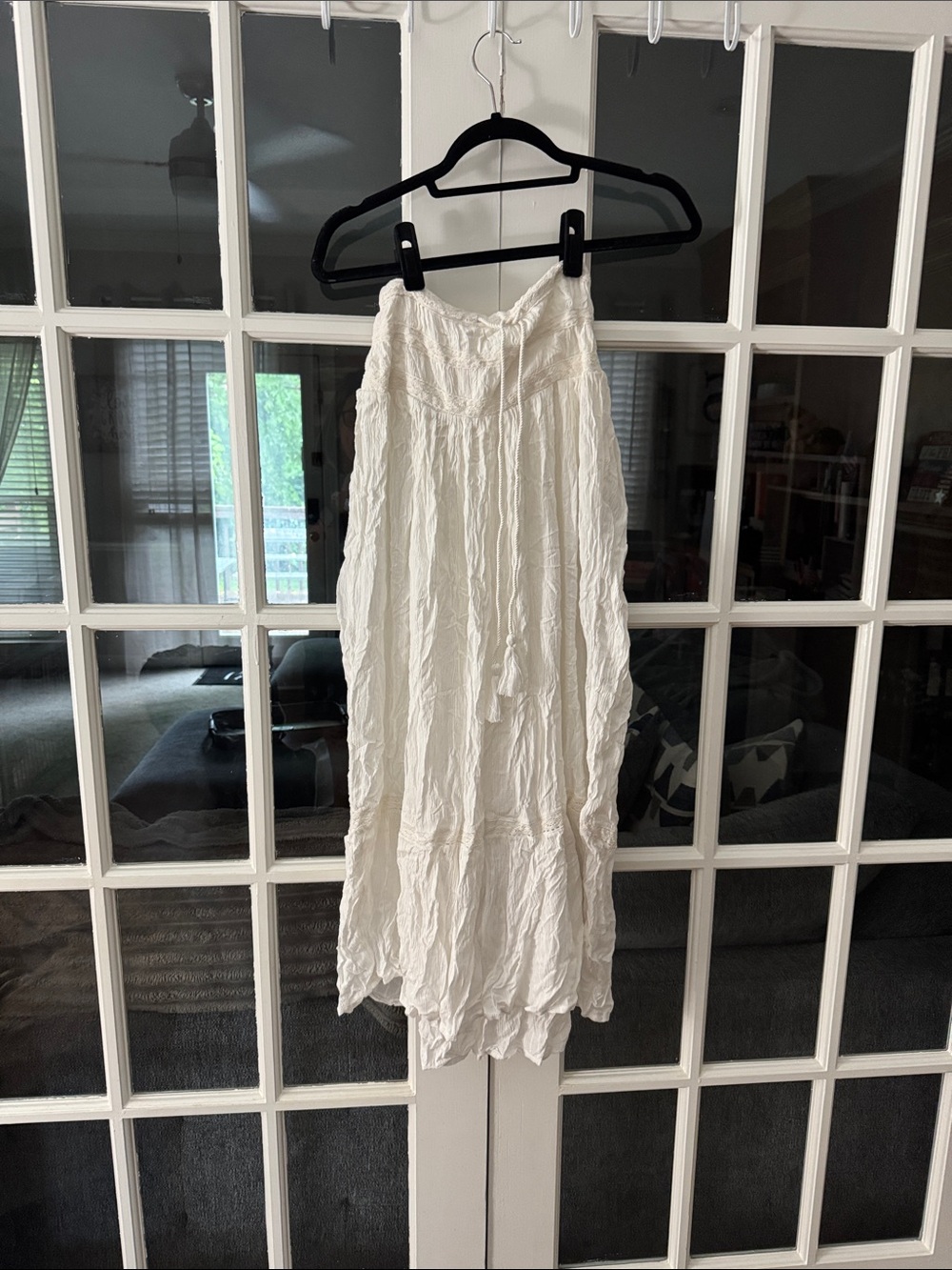 Rip Curl White Crinkle Tiered Maxi Skirt